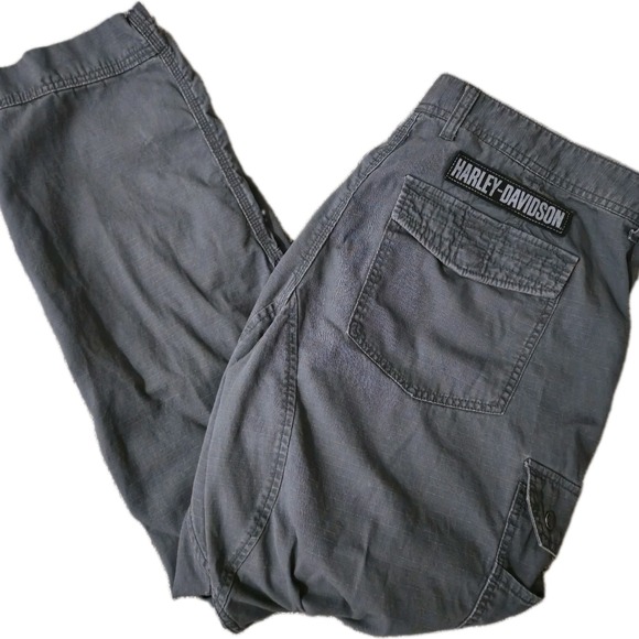Harley-Davidson Other - Harley Davidson Mens Gray Ripstop Cargo Tactical Pants 38x30 Biker Logo